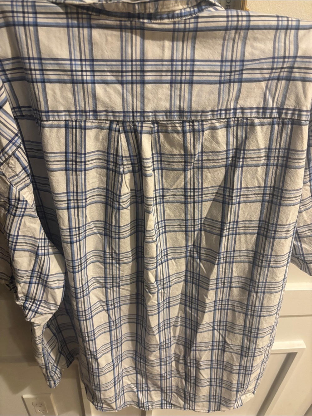 St. John's Bay White and Blue Plaid Cotton Button-Down Shirt - Picture 4 of 5